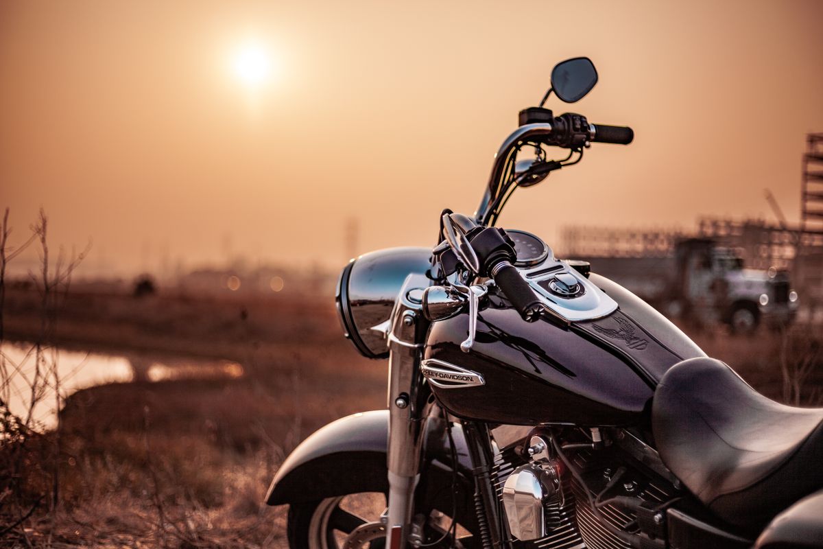 Motorcycle road trip at golden hour
